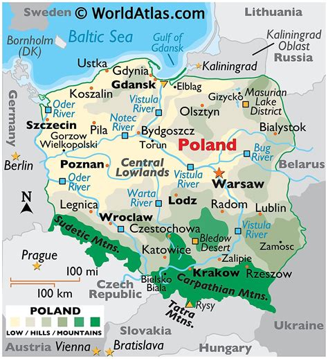 map of poland and ukraine with cities